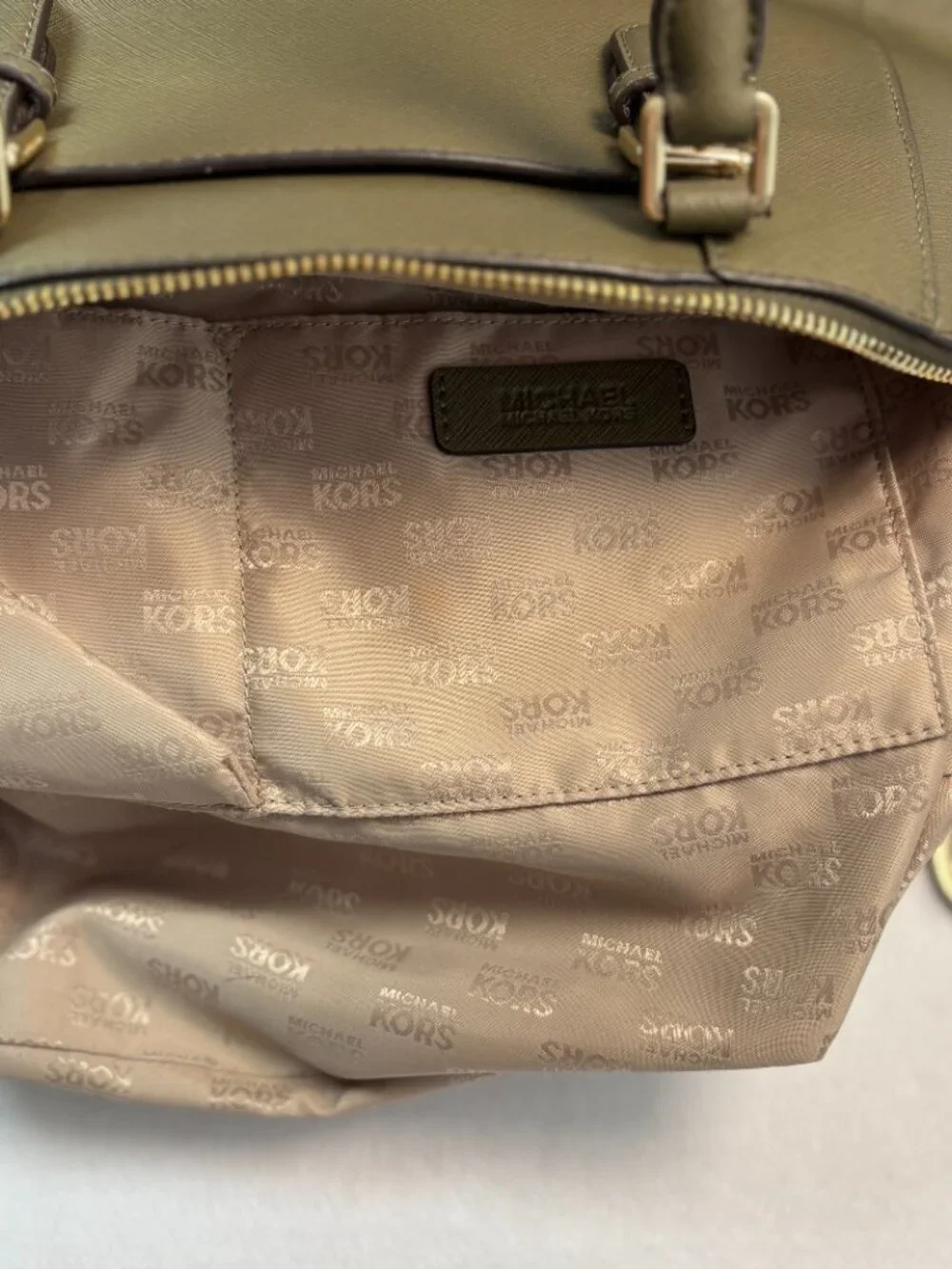 Michael Kors Ciara Satchel Crossbody Purse & Flap Wallet Set Olive Green Luxury